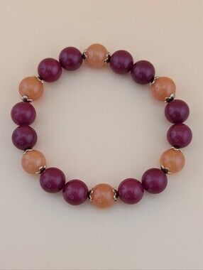 Red & Orange Stretch Bead Bracelet - VT Hokies, Virginia Tech, Game Day.